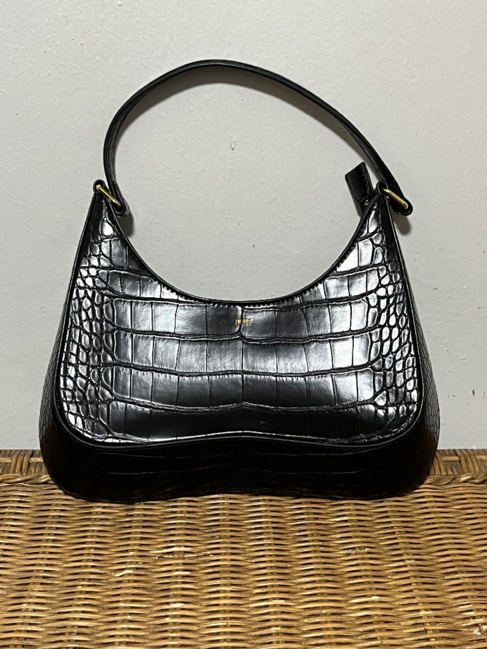 JW PEI Ruby Shoulder Bag in Black Croc.